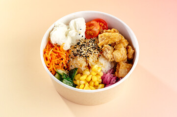 poke with chicken and vegetables