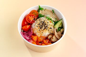 poke with red fish and vegetables