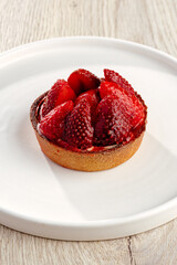 dessert with cream and strawberries