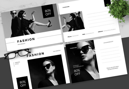 Black And White Fashion Postcard