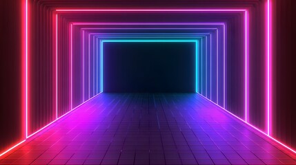 Neon Lights Tunnel: Vibrant Colors Glow