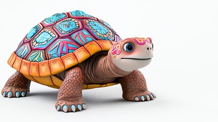 Colorful Artistic Turtle with Vibrant Shell Design and Expression