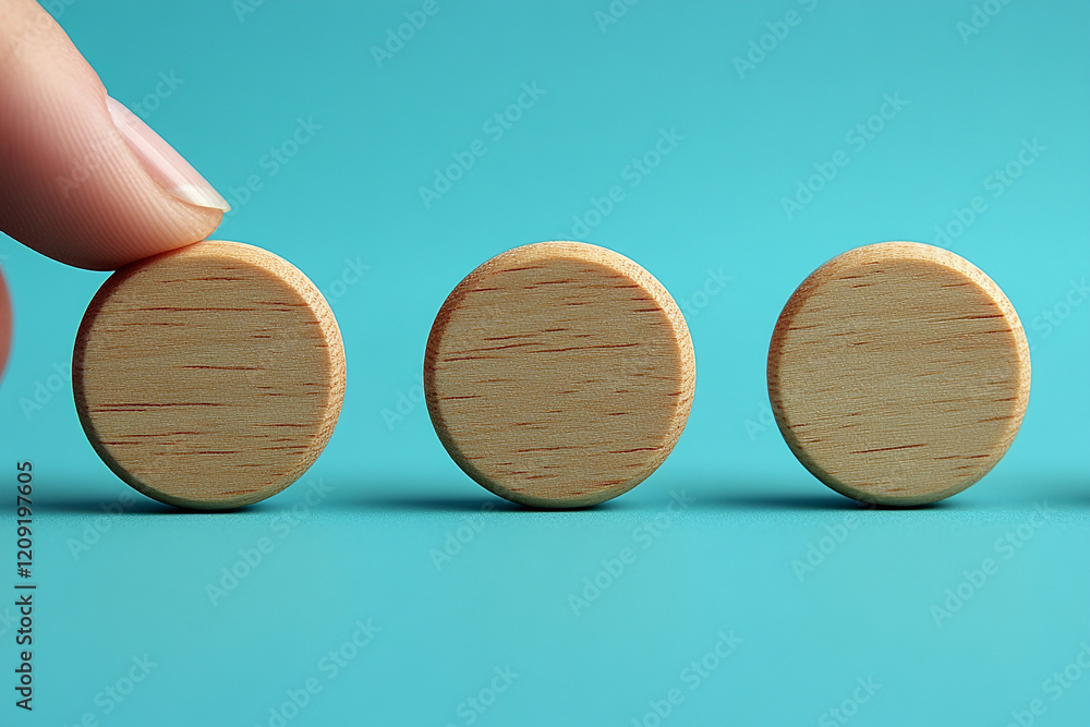 Poster ai generates innovative strategies using wooden tokens minimalist studio visual content dynamic pers