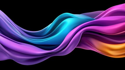A vibrant abstract design of overlapping curved lines in purple, blue, and orange.
