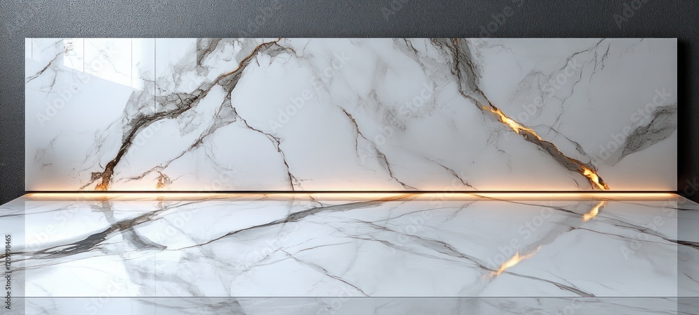 Poster White Marble Texture Background for Modern Design with Soft Diffused Lighting and Seamless Surface