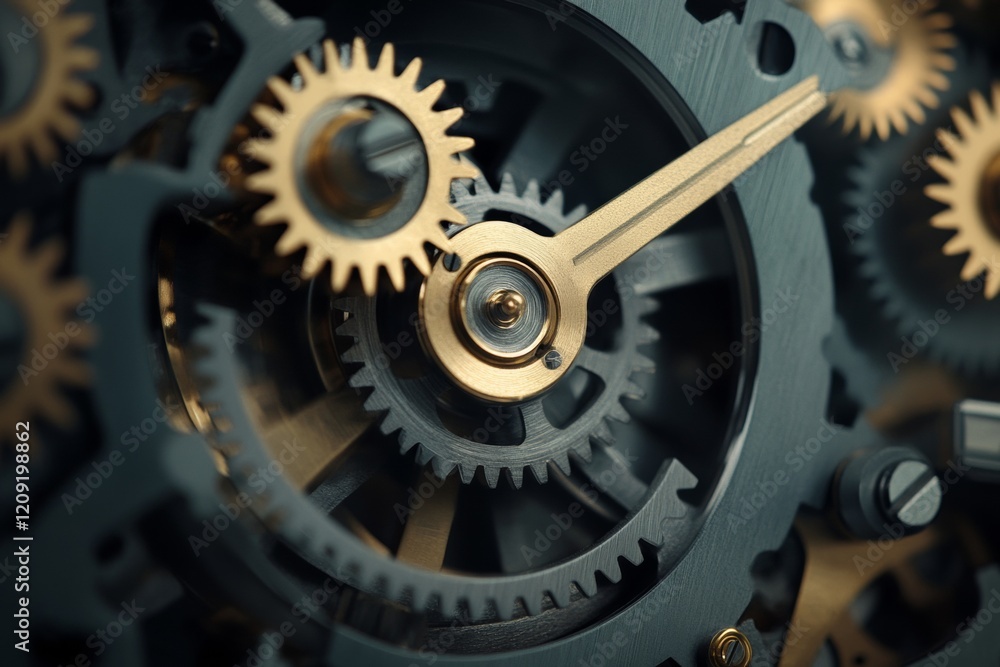 Poster a captivating view captures clock gears turning seamlessly, demonstrating the precision of mechanica