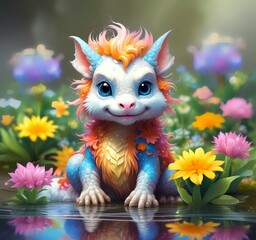 Illustration of adorable baby dragon.