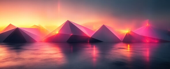 Abstract Geometric Art Minimalism with Gradient from Black to Pastel Pink and Soft Lighting for Serene Modern Background