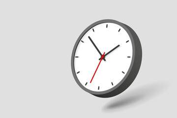 Clock icon in 3d flat style, timer on white background. Business watch. Vector design element for you project