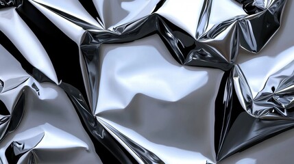 A shiny metallic surface with a crinkled texture.