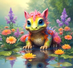 Illustration of adorable baby dragon.