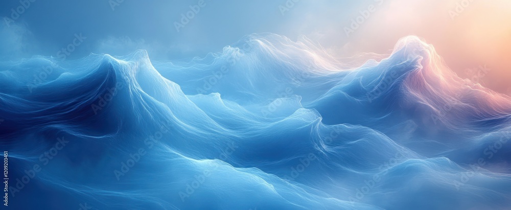 Aufkleber serene abstract blue gradient background with soft lighting and textured borders in luxury design