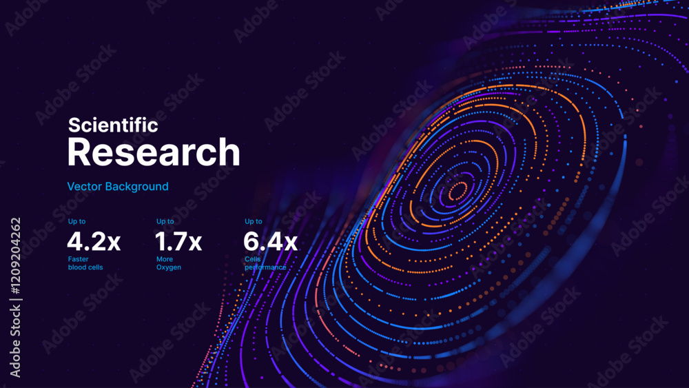 Poster Abstract Digital Technology. Circles Data Flow. Futuristic Circular Sound Wave. Big Data Visualization. 3D Virtual Space VR Cyberspace. Crypto Currency Blockchain Concept. Vector Illustration.