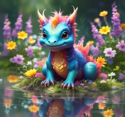 Illustration of adorable baby dragon.