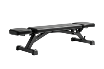 Adjustable workout bench for strength training in home gym setting isolated on transparent background