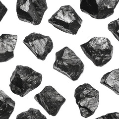 Naklejka premium Natural Black Stones on Dark Background for Texture and Design