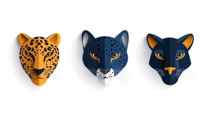 Obraz premium Stylized animal heads showcasing unique designs and vibrant colors.