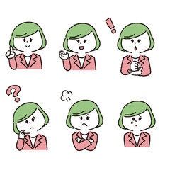 色んな表情のスーツを着た女性