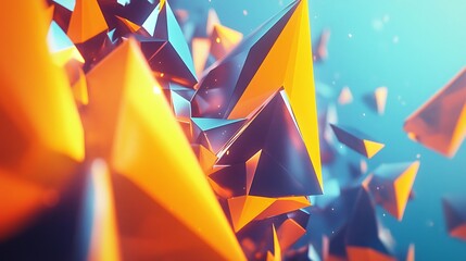 Abstract Orange and Blue Geometric Shapes Cluster