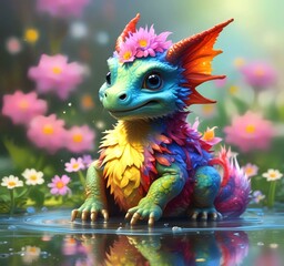 Illustration of adorable baby dragon.