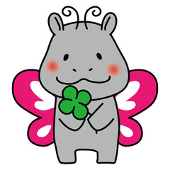 蝶々の格好をしているカバ