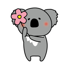お花を持っているコアラ