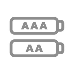 AAA and AA batteries vector icon set. Battery type icons.