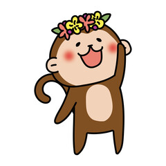 頭に花冠をつけた猿