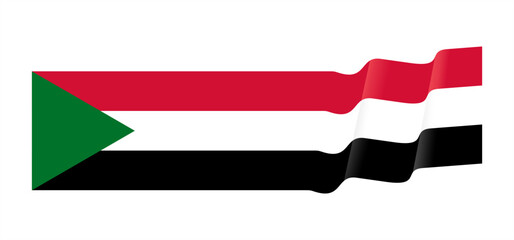 Sudan flag waving style. National flag. Banner and border design element. 