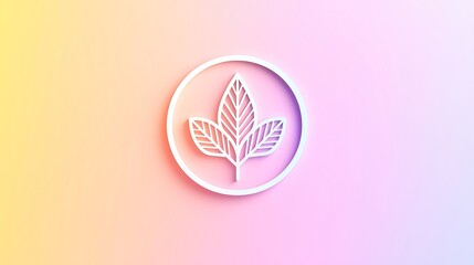 An advertisement poster showcasing a simple, circular logo that incorporates a stylized leaf motif, promoting a health and wellness brand. The logo is surrounded by an inviting pastel background,