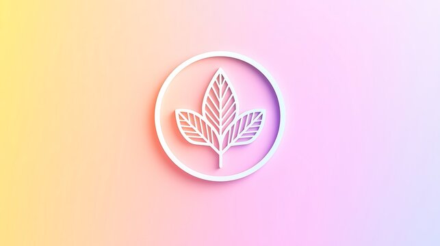 An advertisement poster showcasing a simple, circular logo that incorporates a stylized leaf motif, promoting a health and wellness brand. The logo is surrounded by an inviting pastel background,