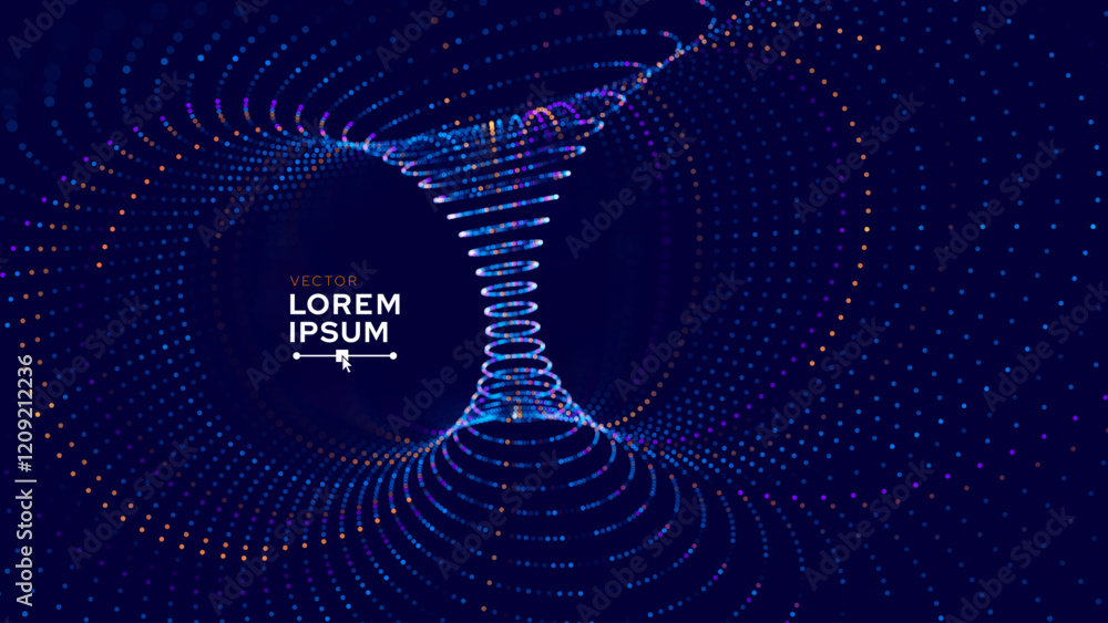 Poster Abstract Magnetic Field Visualization. Gravity. Gravitational Waves Concept. Physical Technology Futuristic Background. Science Tech Bg. Vector Illustration.