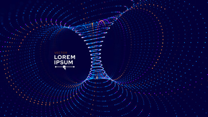 Obraz premium Abstract Magnetic Field Visualization. Gravity. Gravitational Waves Concept. Physical Technology Futuristic Background. Science Tech Bg. Vector Illustration.