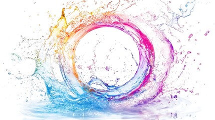 A promotional poster featuring a lively circular logo at the forefront, surrounded by dynamic, colorful graphics that convey motion and excitement. The composition includes ample white space for