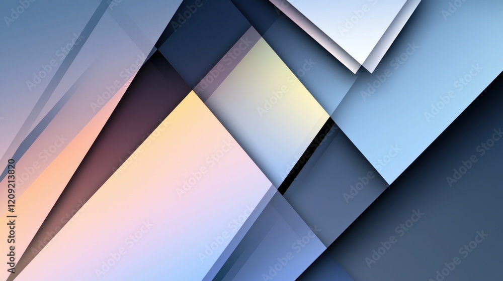 Poster a sleek, abstract background with overlapping translucent triangles in gradient hues, creating a mod