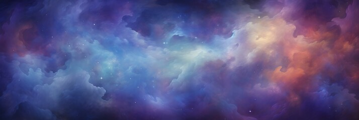 Cosmic Dreamscape: A mesmerizing abstract artwork depicting a swirling nebula of vibrant blues, purples, and oranges, evoking a sense of wonder and mystery. 