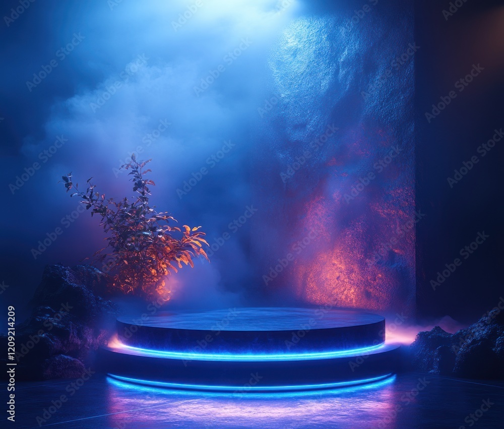 Poster minimalist abstract podium display for product showcase and presentation