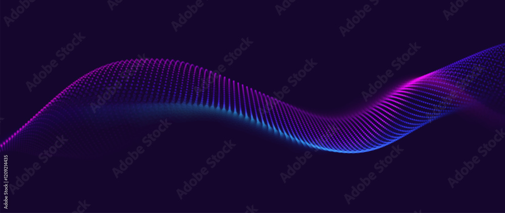 Aufkleber Abstract Digital EQ Equalizer Music 3D Particles Bokeh Visualization. Sound Wave Design Element. Modern Dynamic Particles Colored Background Design for Music, Sport, Science Events Banners. Vector.