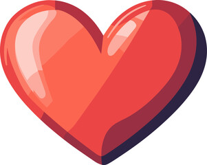 Heart shape symbol representing love and affection in a vibrant design cartoon isolated on transparent background. Vector illustration.