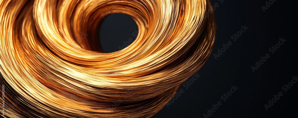 Poster a swirling, abstract design of golden strands against a dark background, creating a striking visual 