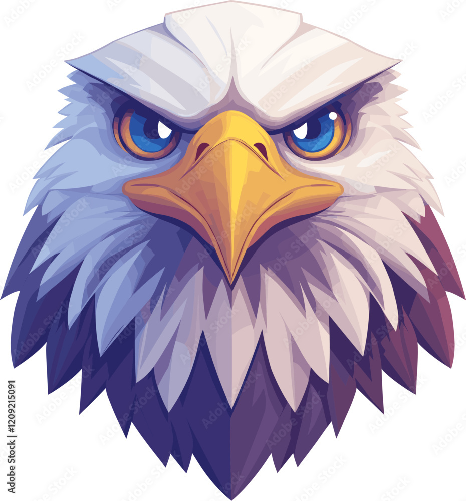 Wall mural Majestic eagle head with fierce expression showcasing sharp features cartoon isolated on transparent background. Vector illustration.