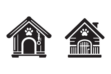 Dog house silhouette. Pet house icon. Pet shelter vector.