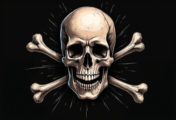 Skull pirates tattoo design dark art illustration isolated on black background