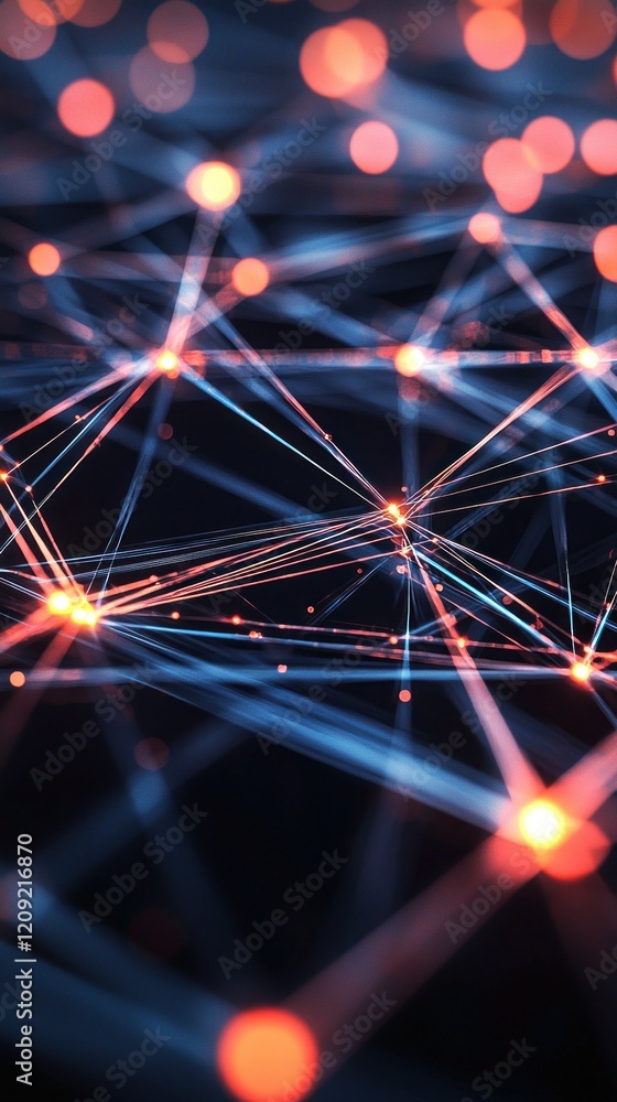 Aufkleber a sleek, futuristic abstract background with glowing, interconnected lines forming a complex, 3d net
