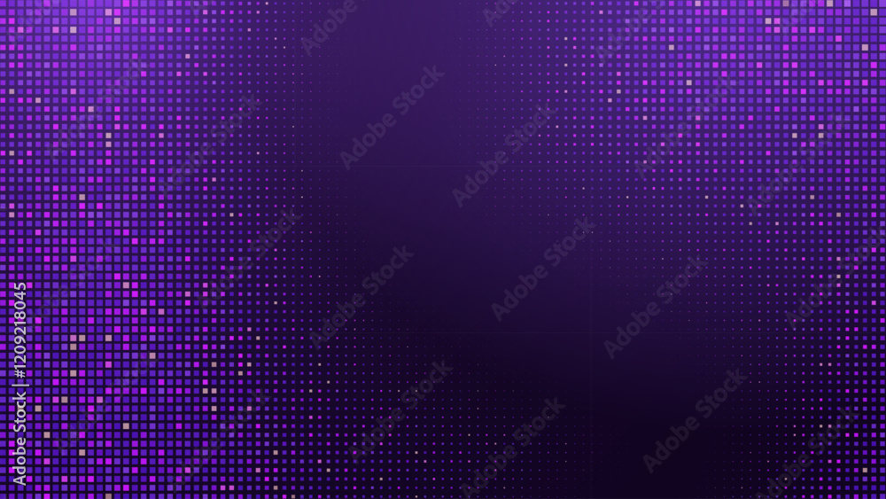 Poster Abstract Digital Technology Futuristic Background. Square Pixels Pattern with Lighting Glowing Particles Square Elements. Technology or Science Research Presentation Backdrop. Vector Illustration.