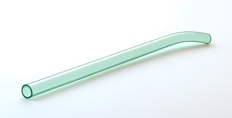 Obraz premium A single curved light green glass drinking straw