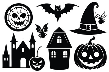 Halloween silhouette set collection