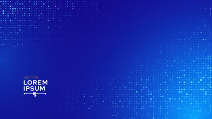 Abstract Digital Technology Futuristic Background. Square Pixels Pattern with Lighting Glowing Particles Square Elements. Technology or Science Research Presentation Backdrop. Vector Illustration. © ec0de