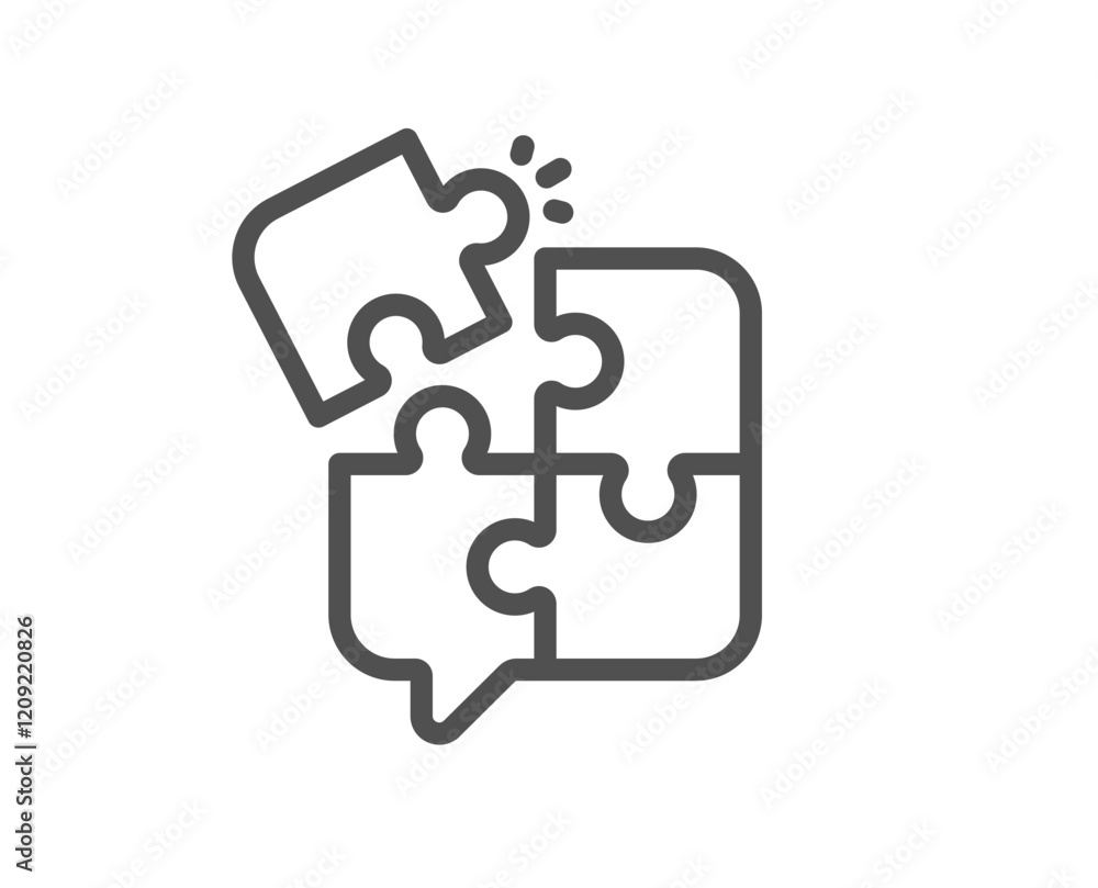 Poster problem solve line icon. puzzle solution sign. making decision symbol. quality design element. linea