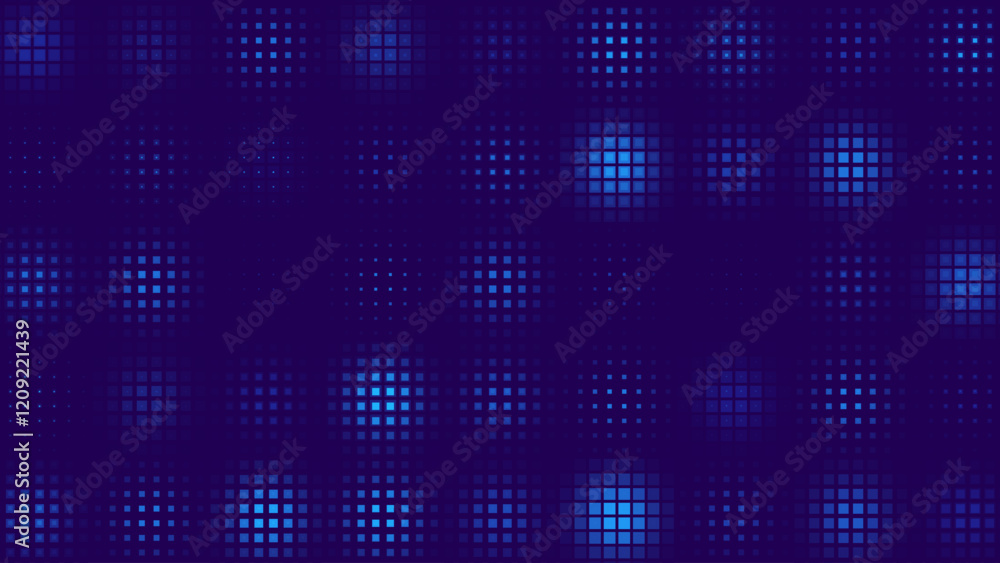 Aufkleber Digital Pixel Explosion Grid Mosaic. Abstract Virtual Cyber Space Data Flow. Halftone Pixel Effect Round Explosion. Vector Illustration.